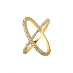 lemavie com br anel em formato de x zirconias incolores banho de ouro 18k