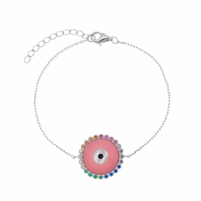 lemavie com br pulseira prata 925 olho grego rosa zirconias coloridas banho rodio 1