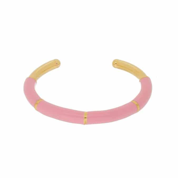 lemavie com br bracelete resina italiana rosa claro banho de ouro 18k